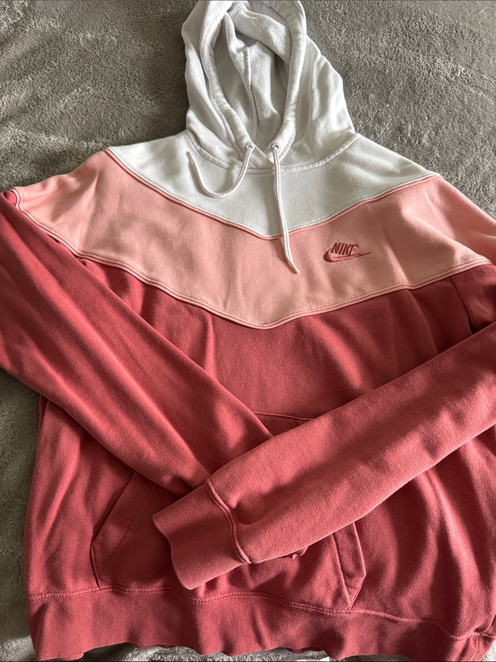 Nike Women's Three-Tone Colorblock Hoodie — White, Light Pink & Rose